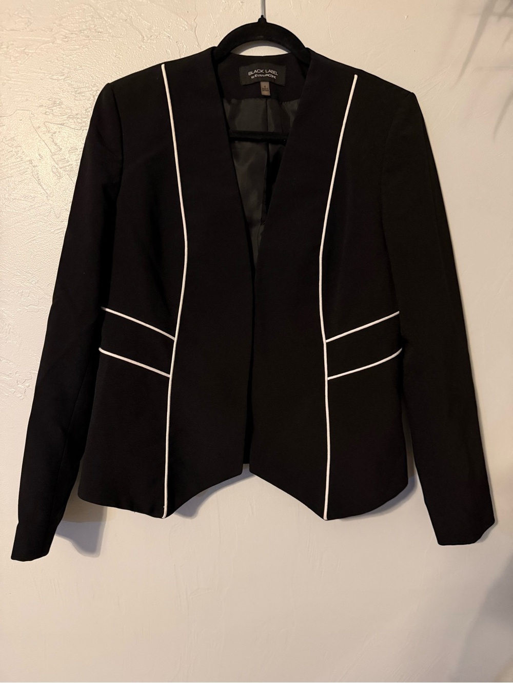 Evan Picone Black Label Contrast Piping Blazer Womens 8 Career Jacket